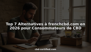 Installé à sa table de cuisine, un homme compare tranquillement différentes boutiques de CBD sur internet.