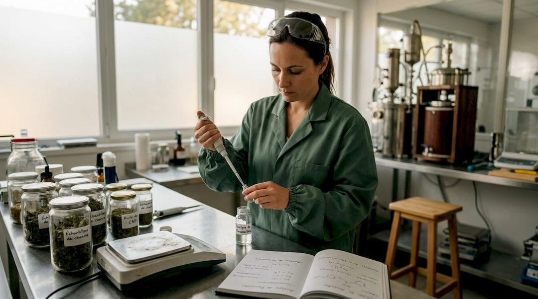 Un technicien de laboratoire étudie les flavonoïdes présents dans le chanvre.