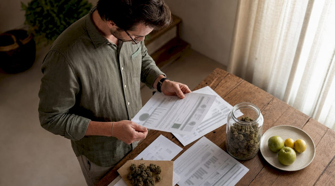 Un spécialiste examine un certificat européen de CBD