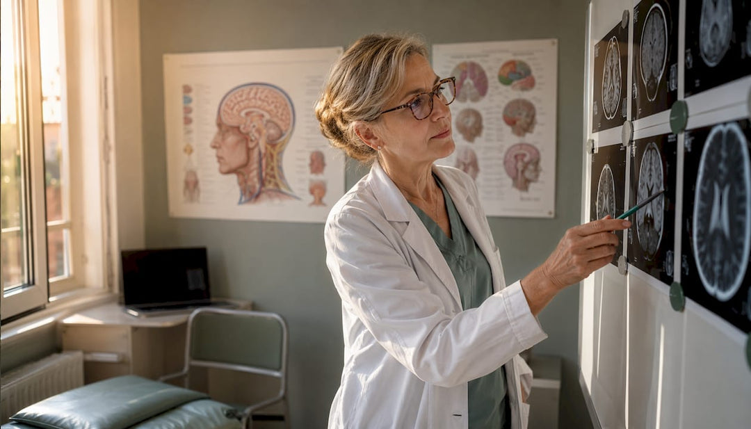 Un neurologue en train d’étudier des images cérébrales pour mieux comprendre les mécanismes de la migraine.