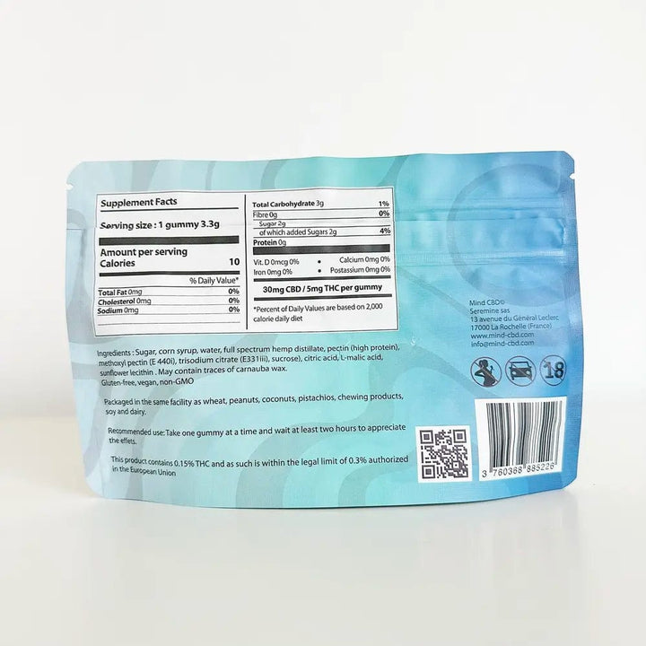 Mind CBD Gummies CBD 20 Gummies CBD 30mg + THC 5mg (6 saveurs au choix)