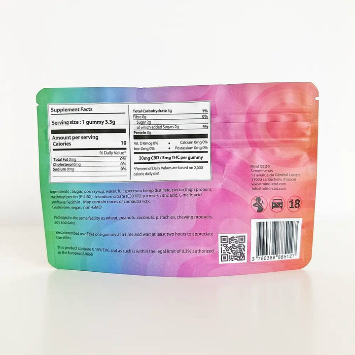 Mind CBD Gummies CBD 20 Gummies CBD 30mg + THC 5mg (6 saveurs au choix)