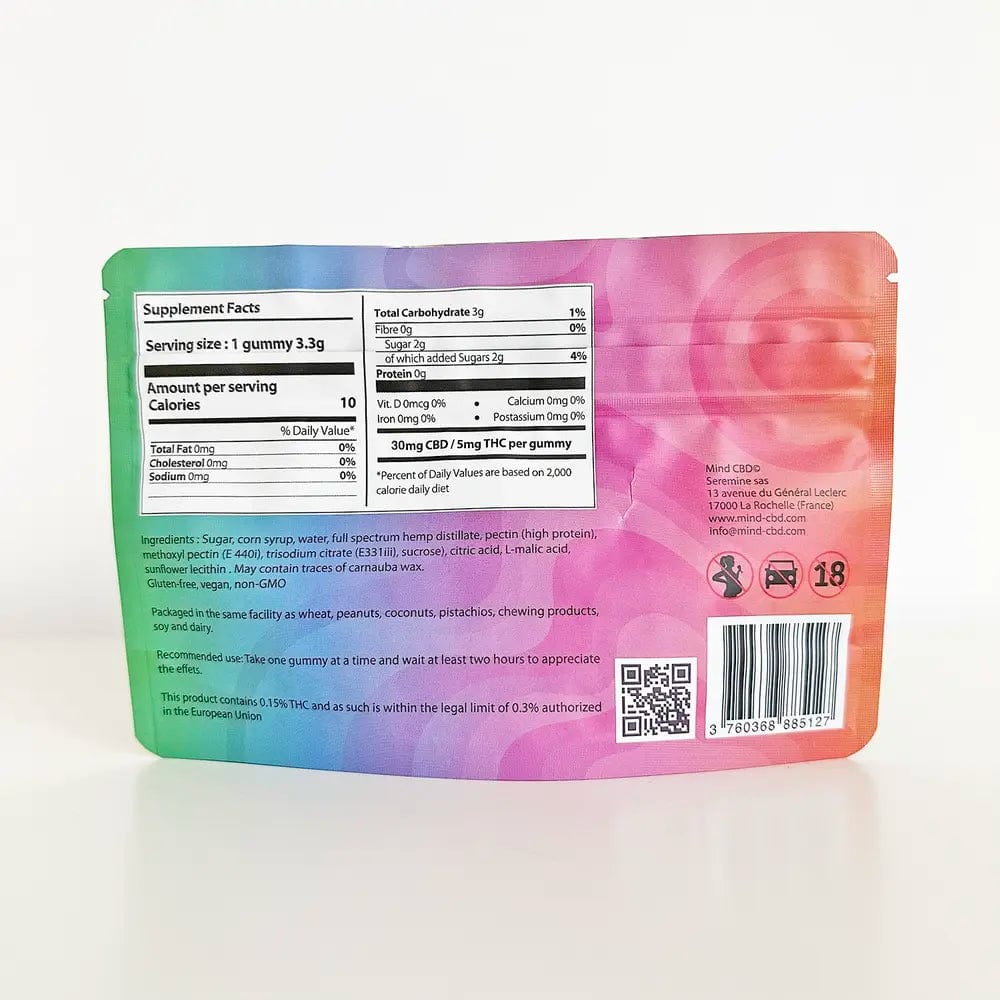 Mind CBD Gummies CBD 20 Gummies CBD 30mg + THC 5mg (6 saveurs au choix)