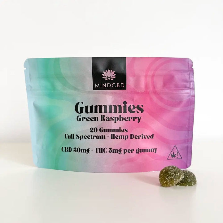 Mind CBD Gummies CBD Framboise Verte / 1 sachet 20 Gummies CBD 30mg + THC 5mg (6 saveurs au choix)