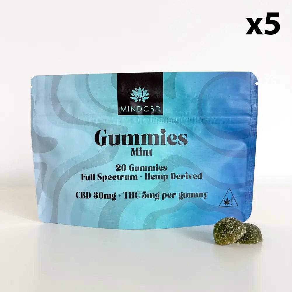 Mind CBD Gummies CBD Menthe / 5 sachets 20 Gummies CBD 30mg + THC 5mg (6 saveurs au choix)