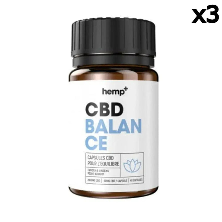 Hemp+ Gélules CBD 3 boîtes 40 Gélules CBD Concentration, Broad Spectrum 2000mg, sans THC