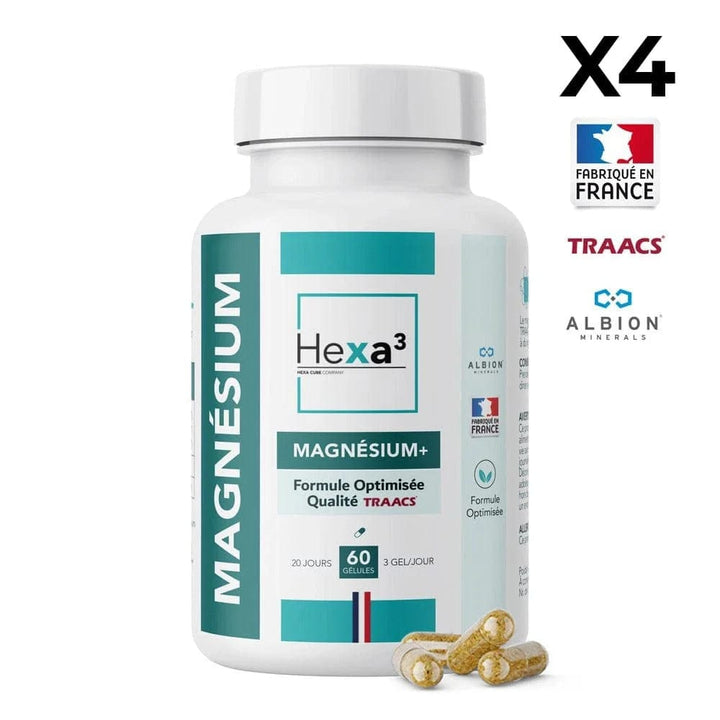 Hexa3 Gélules 4 boîtes 60 Gélules Magnésium+ Complexe HexaPURE