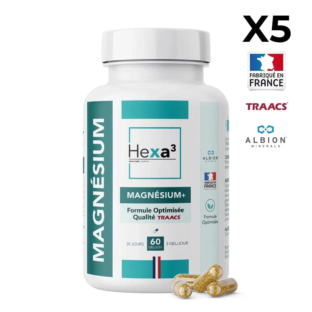 Hexa3 Gélules 5 boîtes 60 Gélules Magnésium+ Complexe HexaPURE