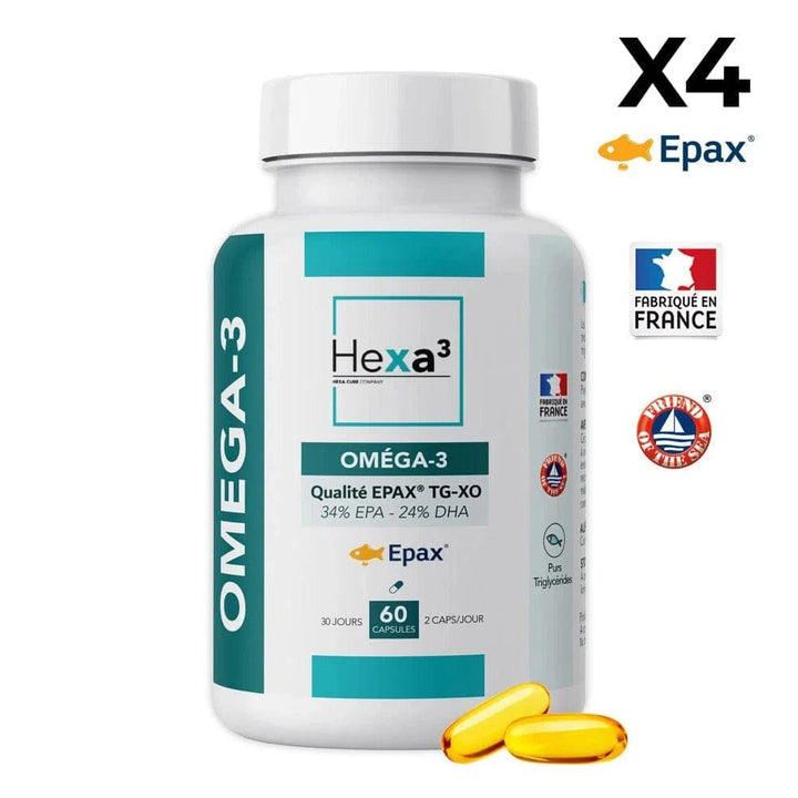 Hexa3 Gélules 4 boîtes 60 Gélules Oméga-3 EPAX