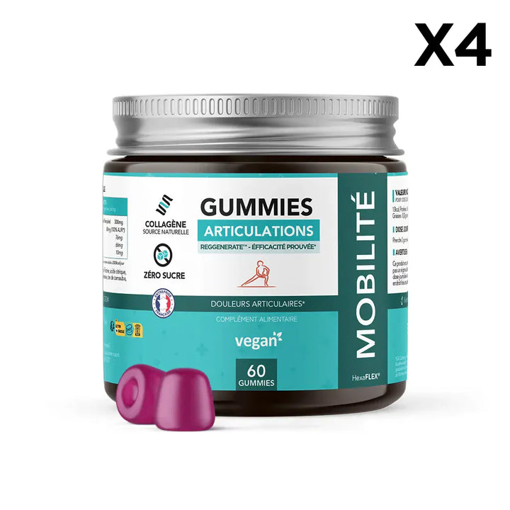 Hexa3 Gummies 4 boîtes 60 Gummies Articulations au Collagène, HexaFLEX