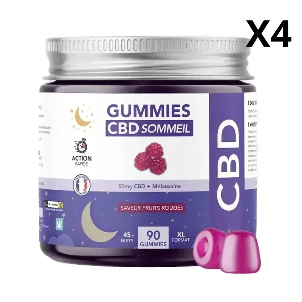 Hexa3 Gummies CBD 4 boîtes 90 Gummies CBD Sommeil + Mélatonine, 2250mg HexaSOM