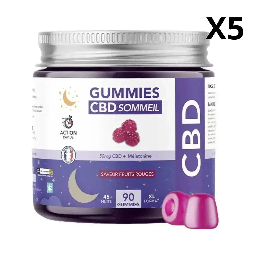 Hexa3 Gummies CBD 5 boîtes 90 Gummies CBD Sommeil + Mélatonine, 2250mg HexaSOM