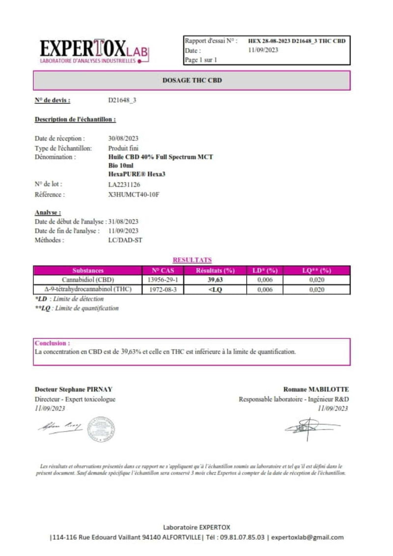 Certificat Hexapure Full 40