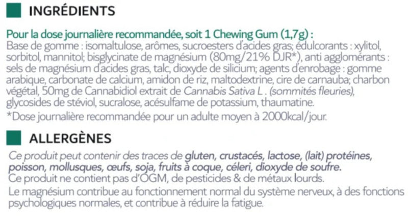 Chewing Gum CBD + Magnésium 3000mg