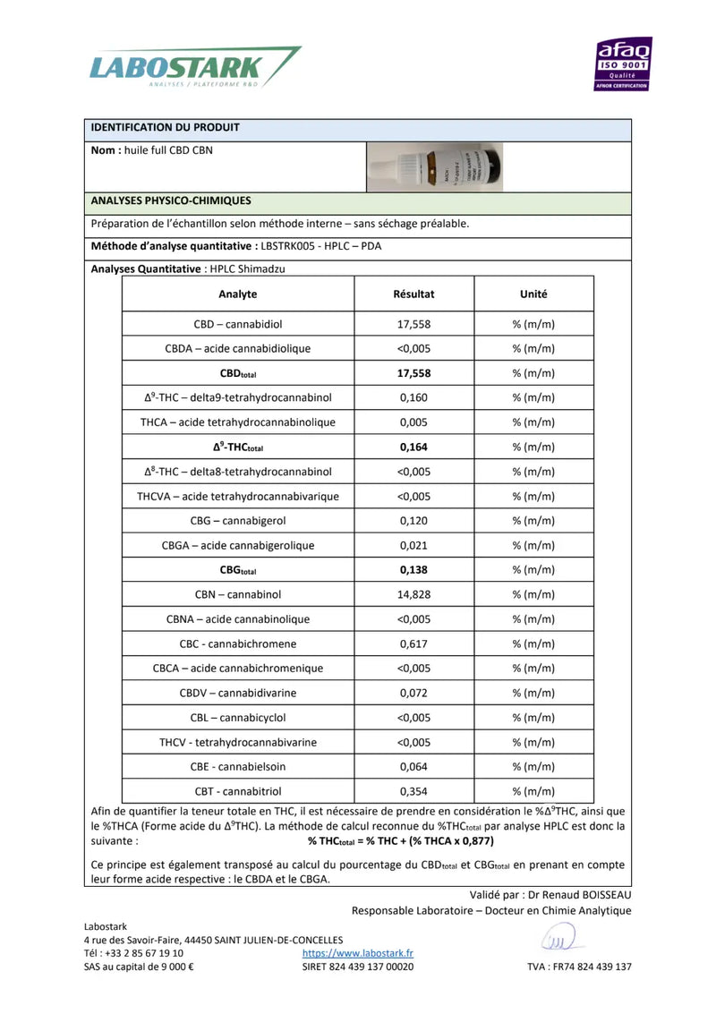Óleo 15% CBN + 15% CBD, Espectro Completo (10ml)