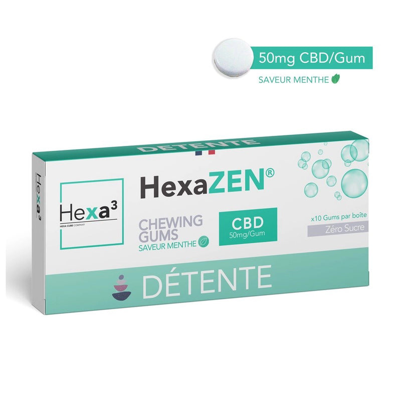 Chewing-Gums CBD Détente 10x50mg HexaZEN Menthe