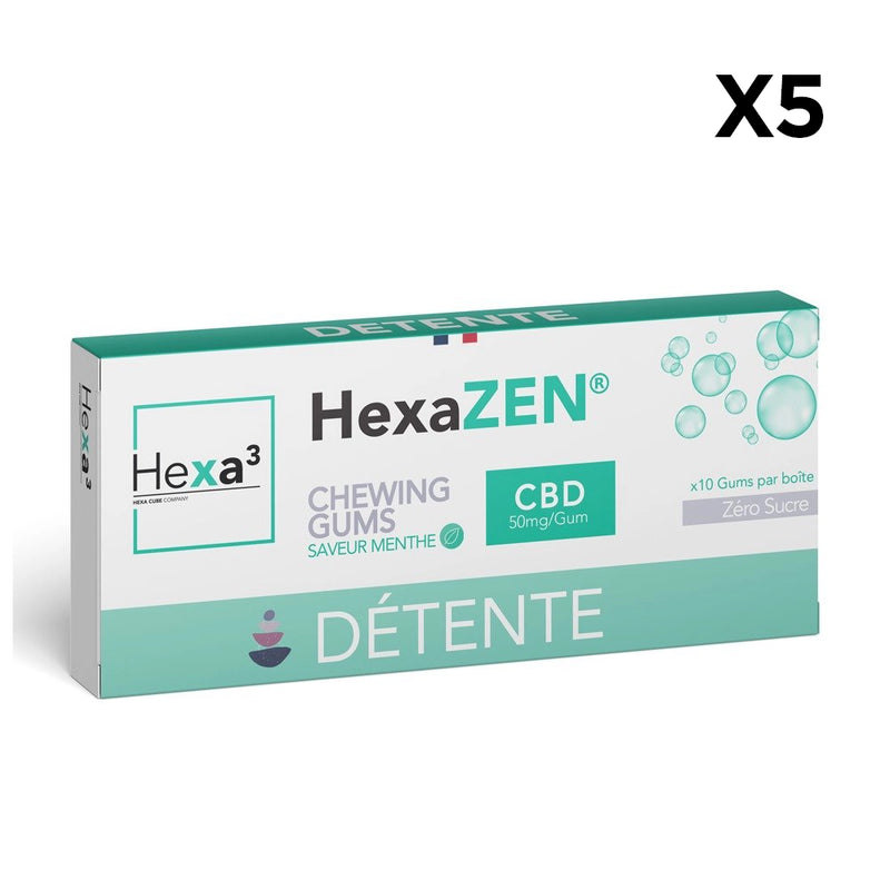 Chewing-Gums CBD Détente 10x50mg HexaZEN Menthe