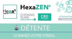 Chewing-Gums CBD Détente 10x50mg HexaZEN Menthe