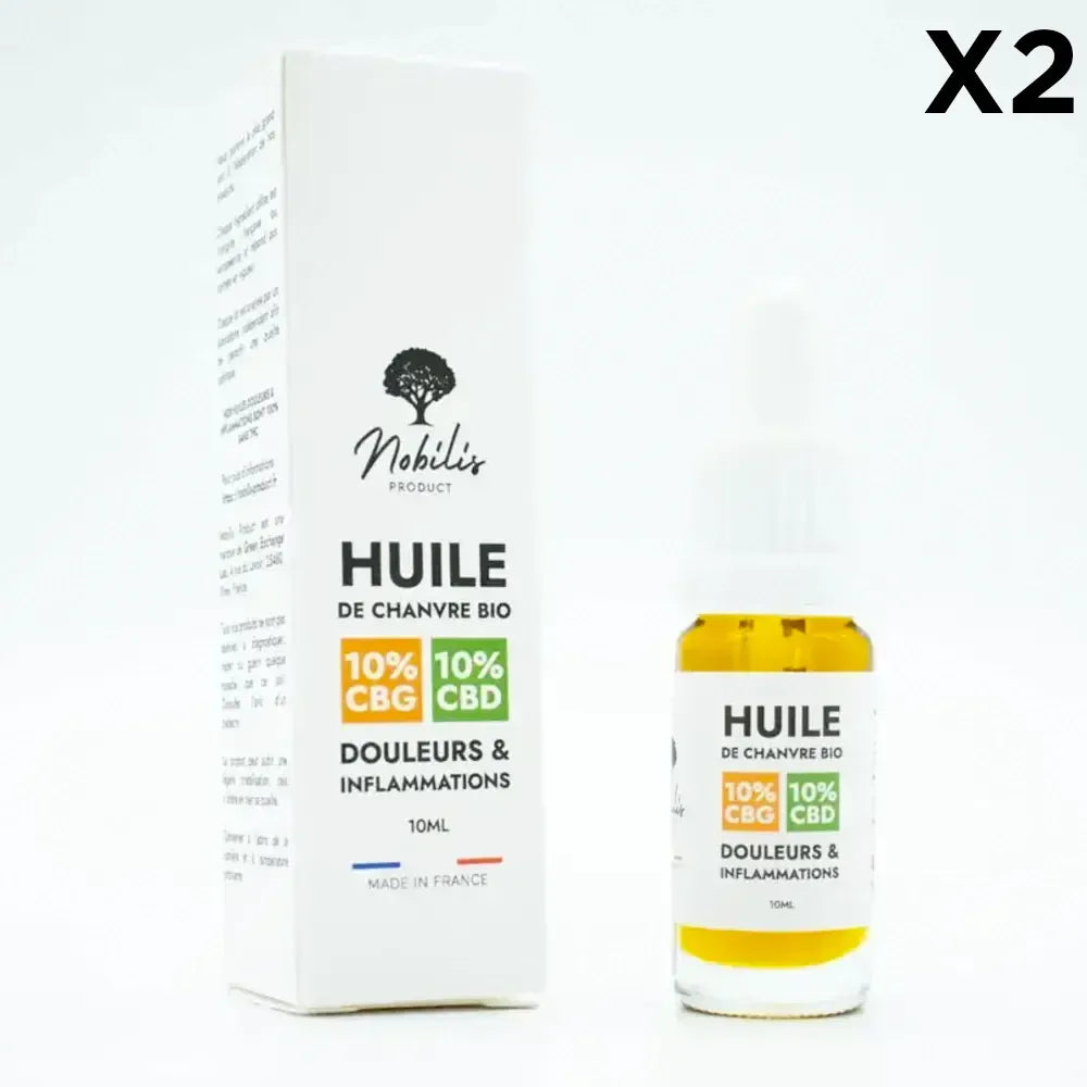 Nobilis Huiles CBD 2 flacons Huile 10% CBG + 10% CBD, sans THC (10ml)