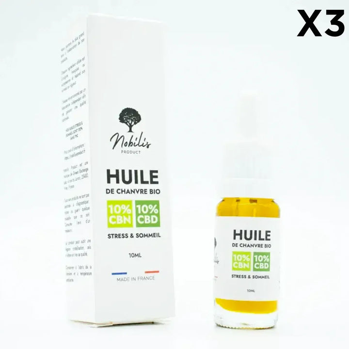 Nobilis Huiles CBD 3 flacons Huile 10% CBN + 10% CBD, sans THC (10ml)