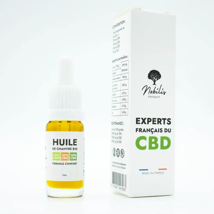 Nobilis Huiles CBD Huile 10% CBN + 10% CBG + 10% CBD, sans THC (10ml)