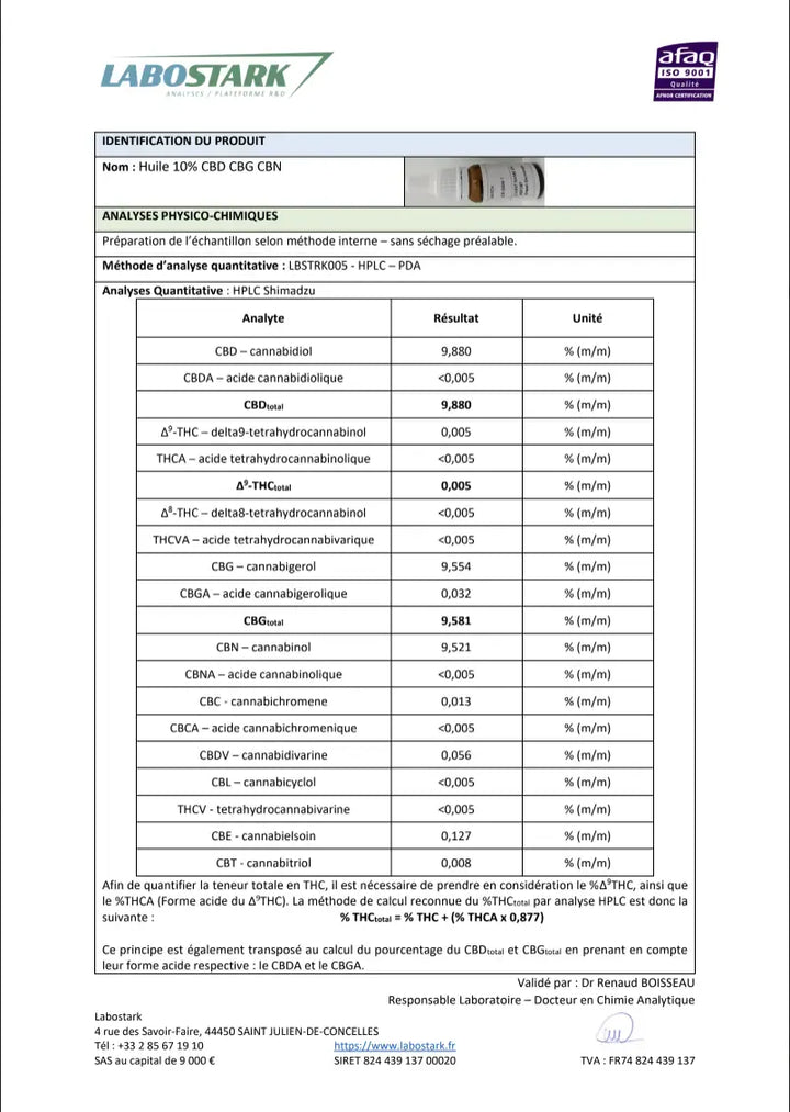 Nobilis Huiles CBD Huile 10% CBN + 10% CBG + 10% CBD, sans THC (10ml)