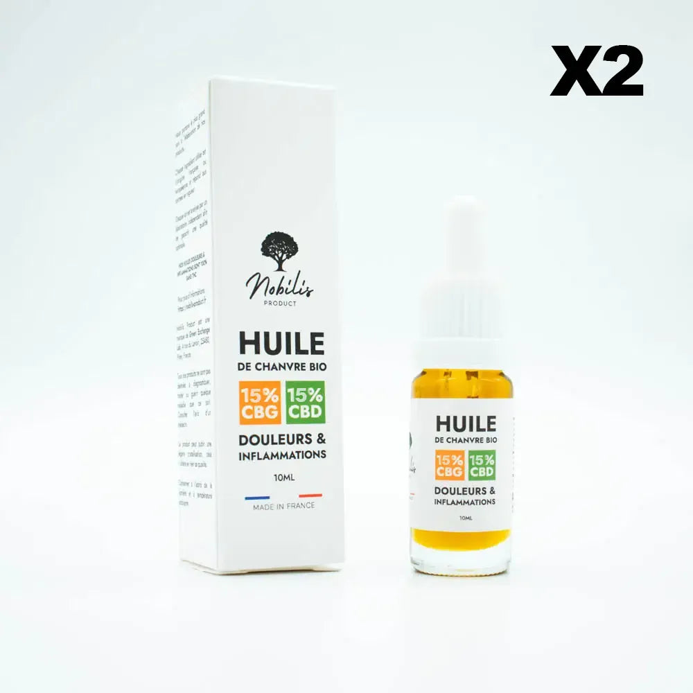 Nobilis Huiles CBD 2 flacons Huile 15% CBG + 15% CBD, Full Spectrum (10ml)
