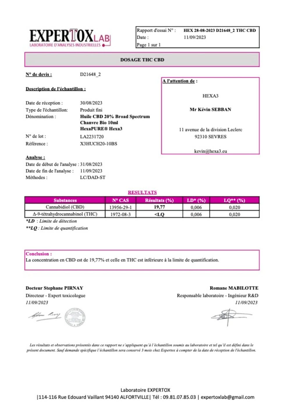 Certificado de Aceite CBD Spectre Large XL x5