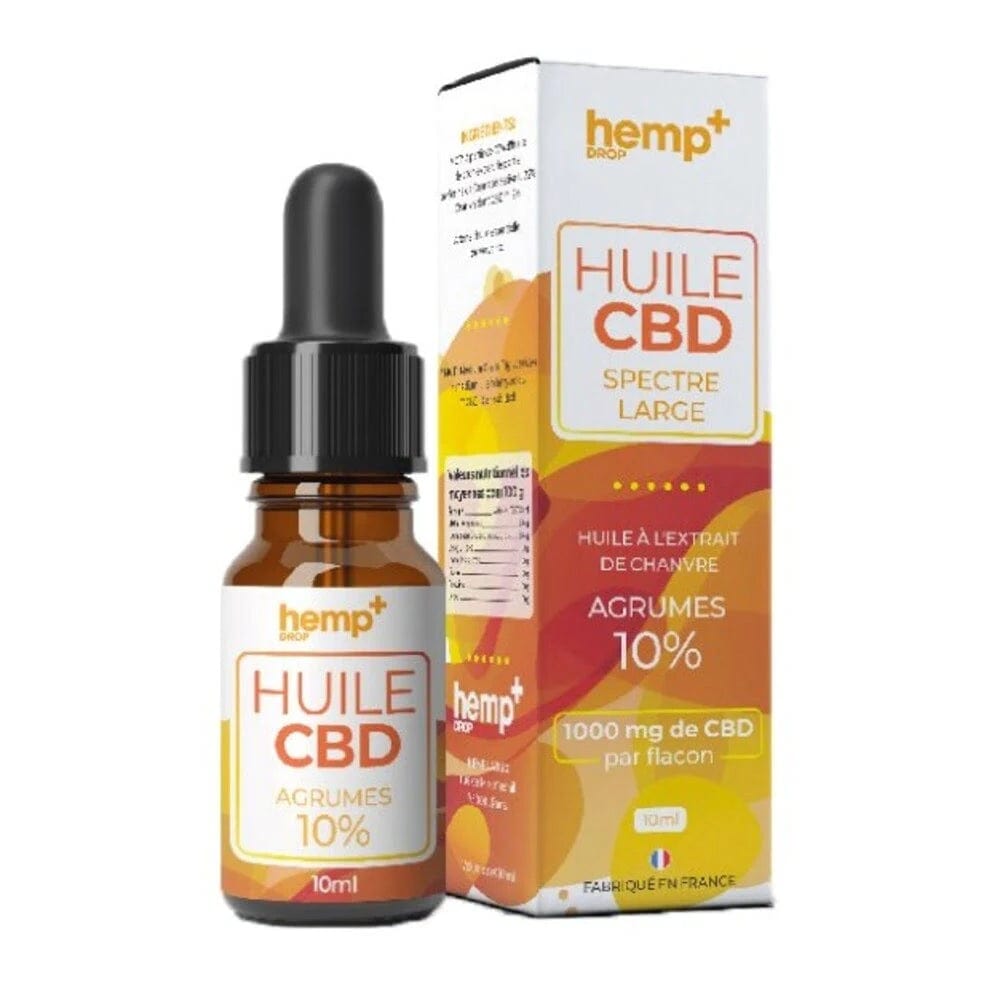 Hemp+ Huiles CBD 1000mg / 10% / 1 flacon Huile CBD Agrumes, Broad Spectrum, sans THC (10ml)