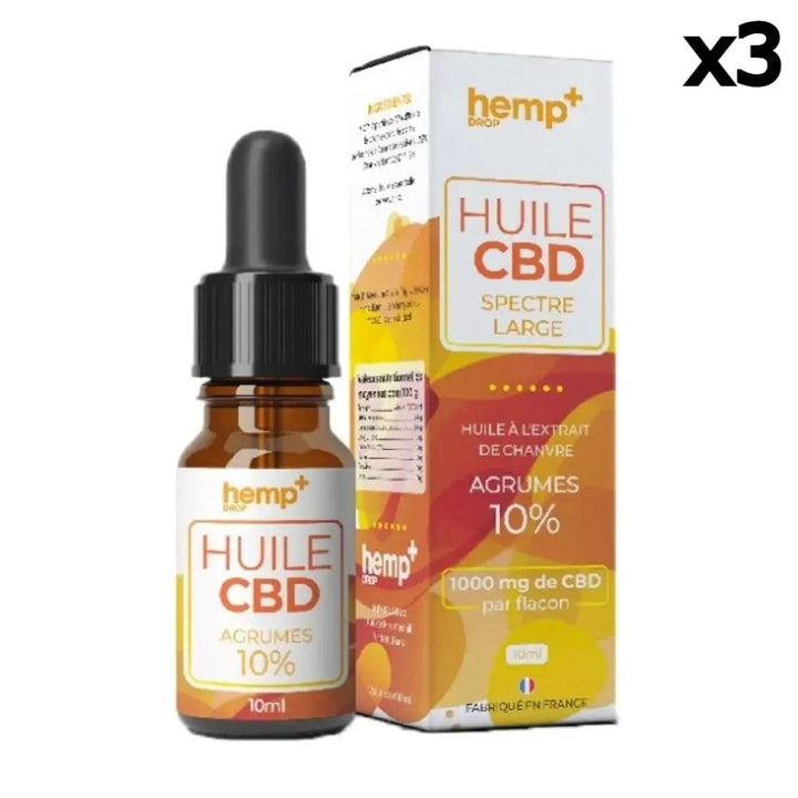 Hemp+ Huiles CBD Huile CBD Agrumes, Broad Spectrum, sans THC (10ml)