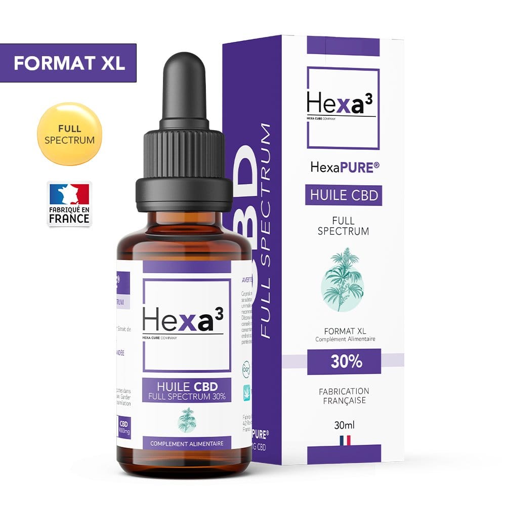 Hexa3 Huiles CBD 1 flacon Huile CBD Bio HexaPURE, Full Spectrum 30% / 9000mg (30ml)