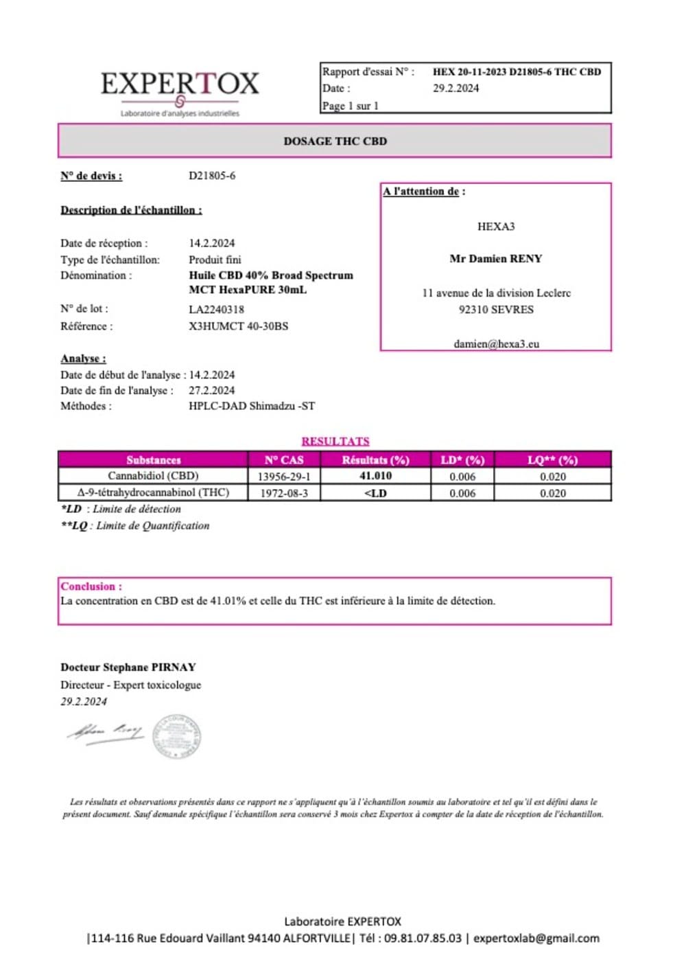 Analyse von hochkonzentriertem CBD-Öl 30 ml