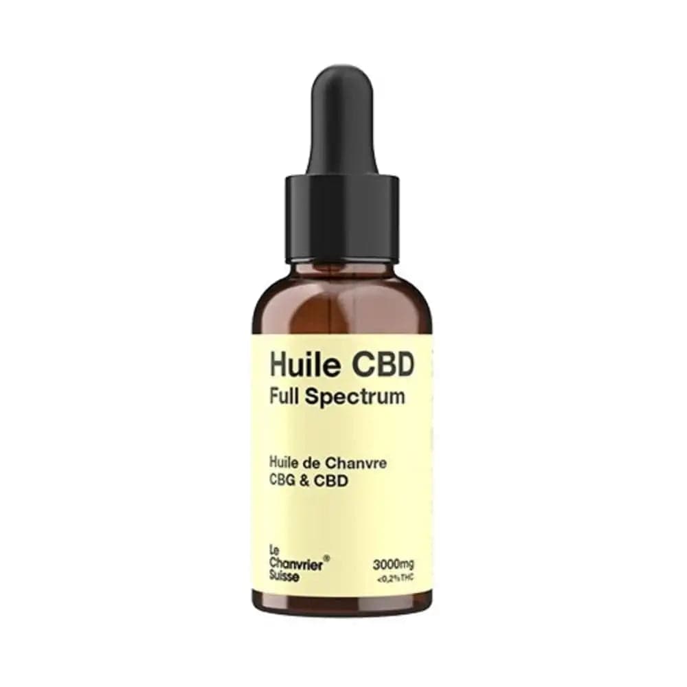 Le Chanvrier Suisse Huiles CBD Huile CBD CBG Bio Full Spectrum 3000mg ou 6000mg (30ml)