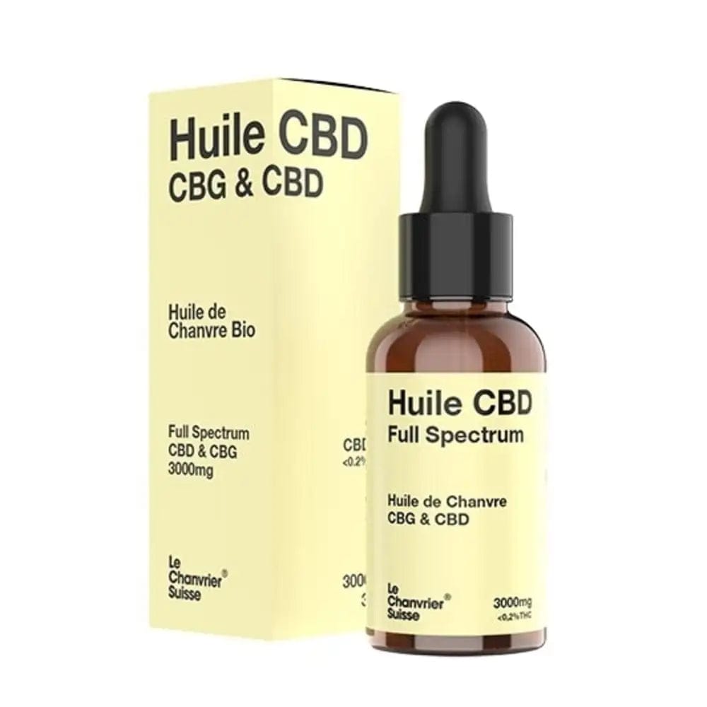 Le Chanvrier Suisse Huiles CBD 3000mg / 10% / 1 flacon Huile CBD CBG Bio Full Spectrum 3000mg ou 6000mg (30ml)