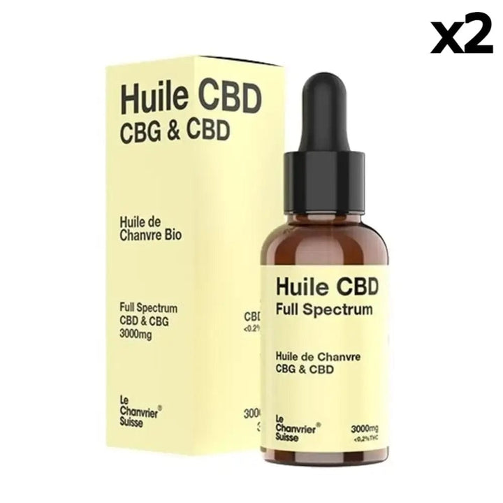 Le Chanvrier Suisse Huiles CBD 3000mg / 10% / 2 flacons Huile CBD CBG Bio Full Spectrum 3000mg ou 6000mg (30ml)