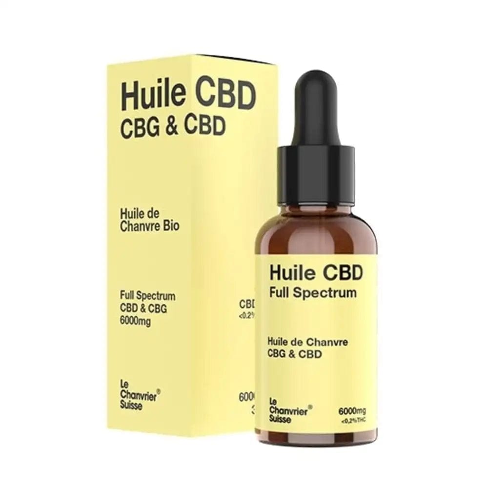Le Chanvrier Suisse Huiles CBD 6000mg / 20% / 1 flacon Huile CBD CBG Bio Full Spectrum 3000mg ou 6000mg (30ml)
