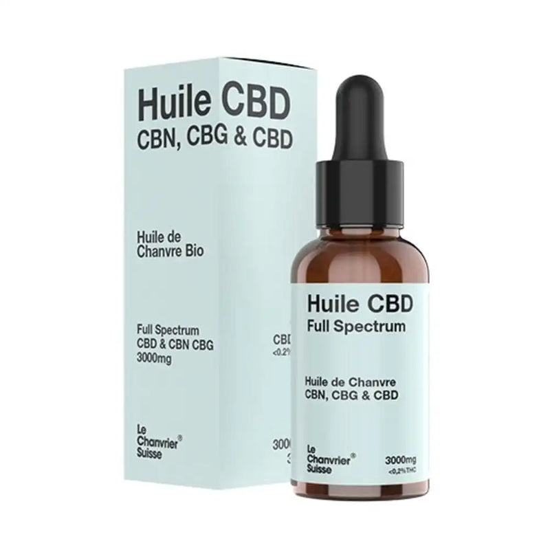 Biologische CBN-, CBG- en CBD-olie, volledig spectrum 10% of 20% / 3000 mg of 6000 mg (30 ml)