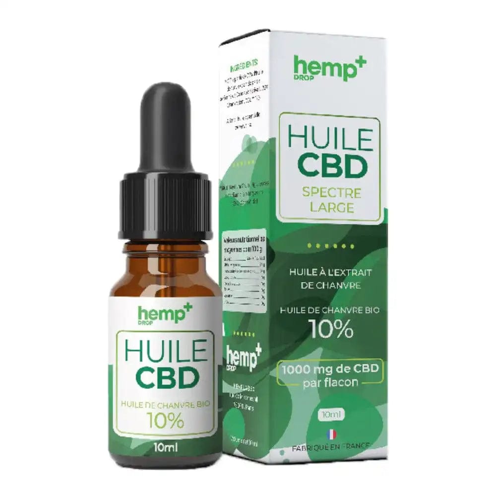 Hemp+ Huiles CBD 1000mg / 10% / 1 flacon Huile CBD Chanvre, Broad Spectrum, sans THC (10ml)