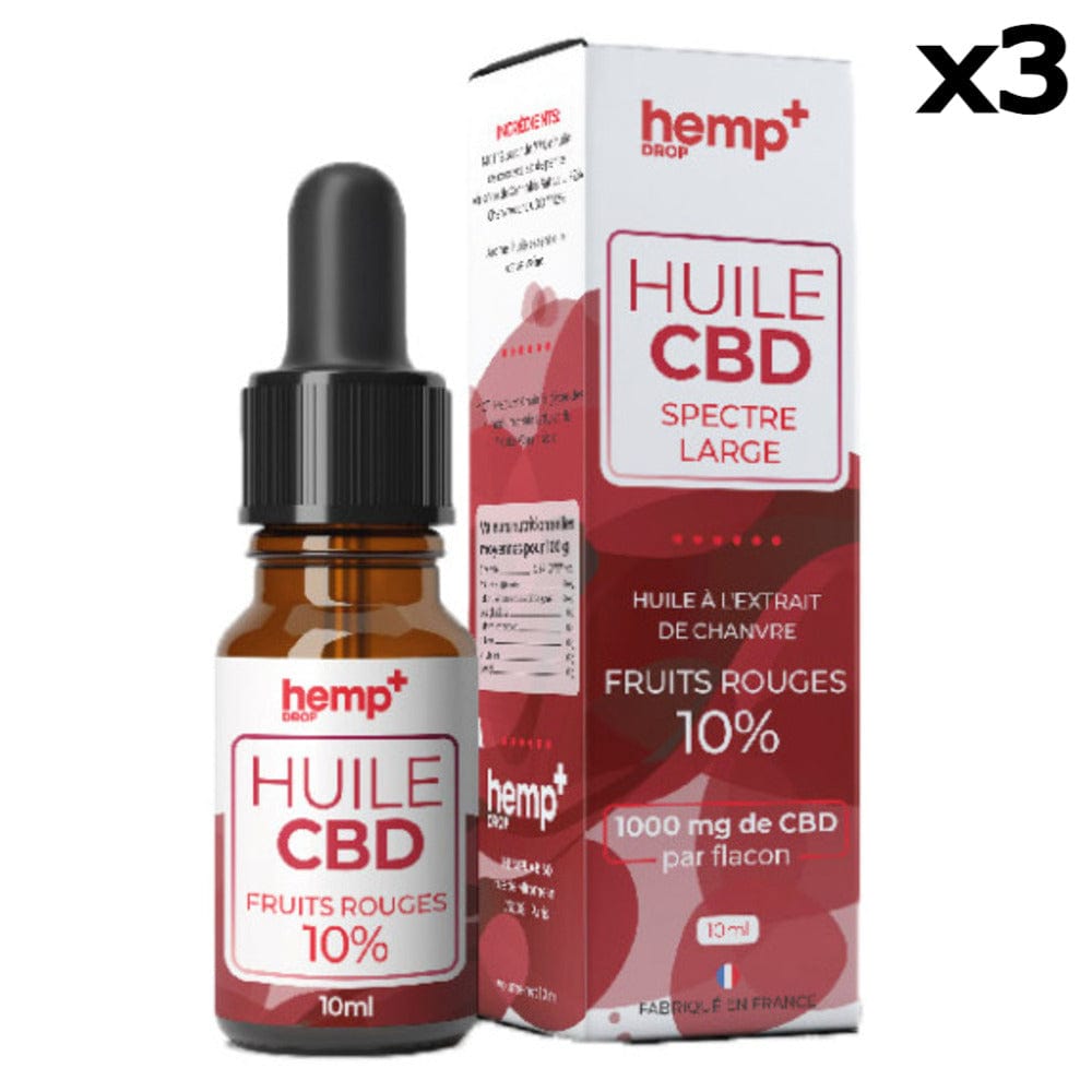 Hemp+ Huiles CBD 2000mg / 20% / 3 flacons Huile CBD Fruits Rouges, Broad Spectrum, sans THC (10ml)