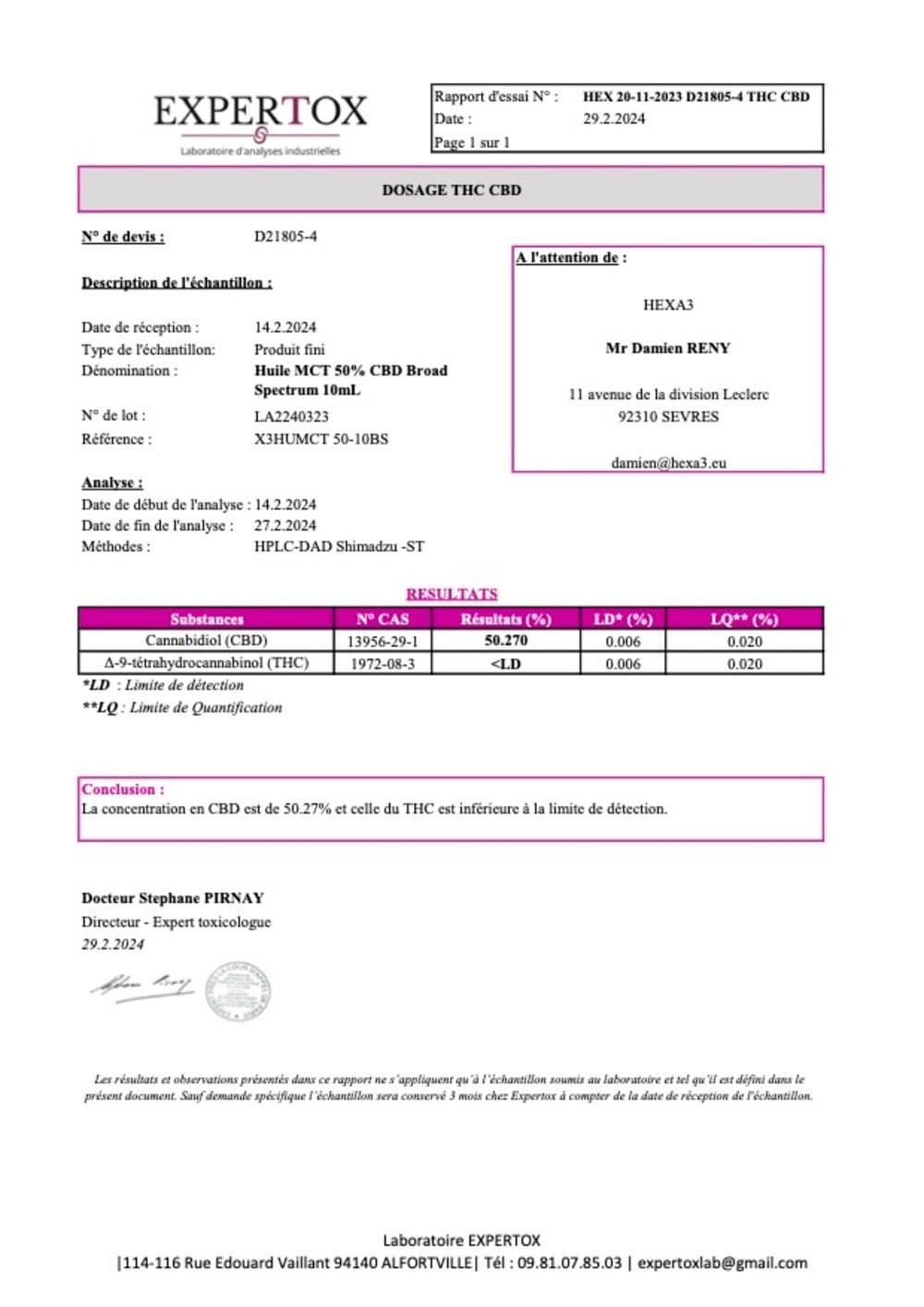 Certificação Hexa3 Broad 50