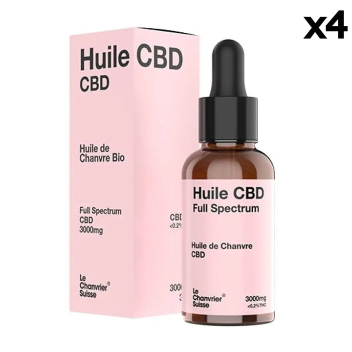 Le Chanvrier Suisse Huiles CBD 3000mg / 10% / 4 flacons Huile CBD Le Chanvrier Suisse Full Spectrum 3000mg ou 6000mg (30ml)