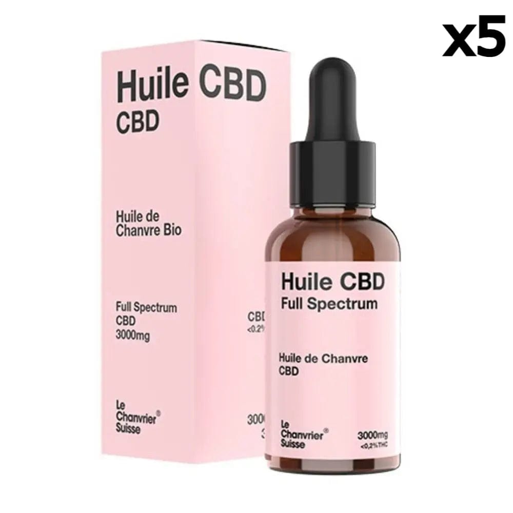 Le Chanvrier Suisse Huiles CBD 3000mg / 10% / 5 flacons Huile CBD Le Chanvrier Suisse Full Spectrum 3000mg ou 6000mg (30ml)