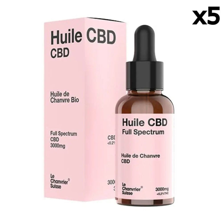 Le Chanvrier Suisse Huiles CBD 3000mg / 10% / 5 flacons Huile CBD Le Chanvrier Suisse Full Spectrum 3000mg ou 6000mg (30ml)