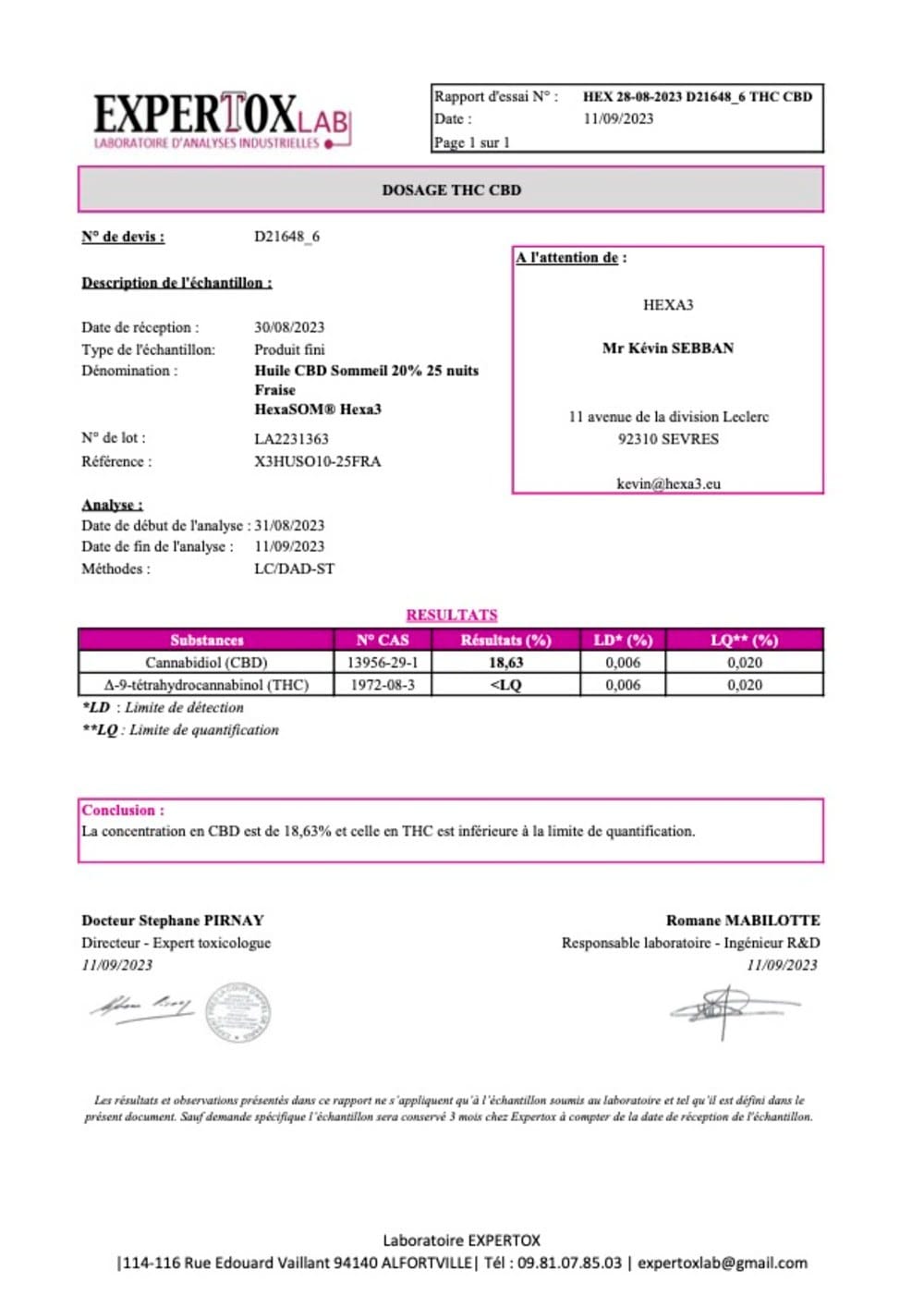 Certificato Olio CBD Melatonina Sonno