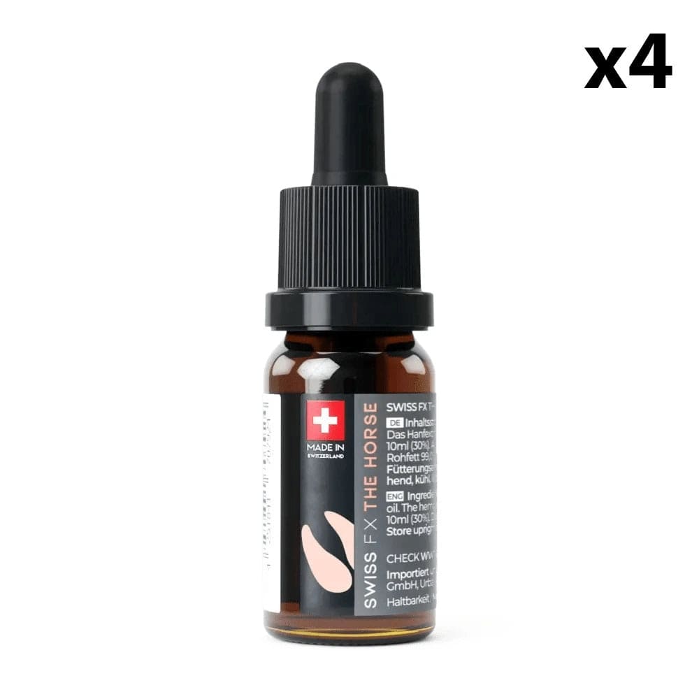 Swiss FX Huiles CBD 4 flacons Huile CBD pour Chevaux, 3000mg / 30% (10ml)