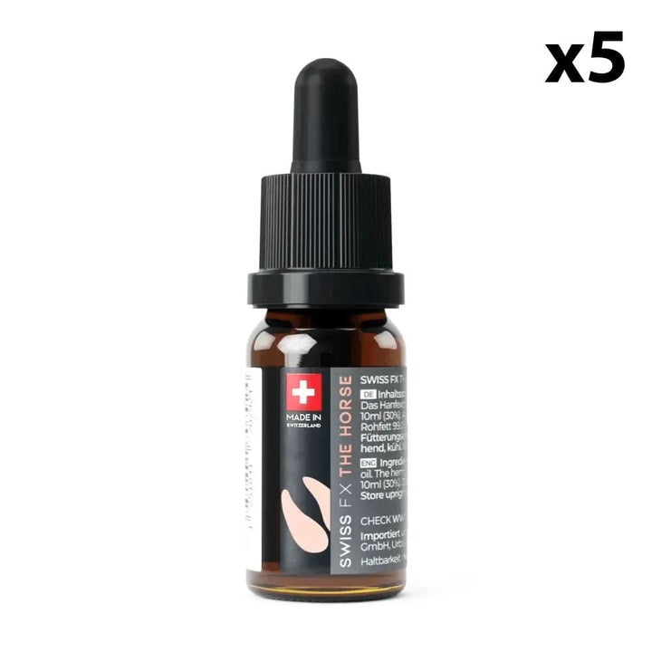 Swiss FX Huiles CBD 5 flacons Huile CBD pour Chevaux, 3000mg / 30% (10ml)