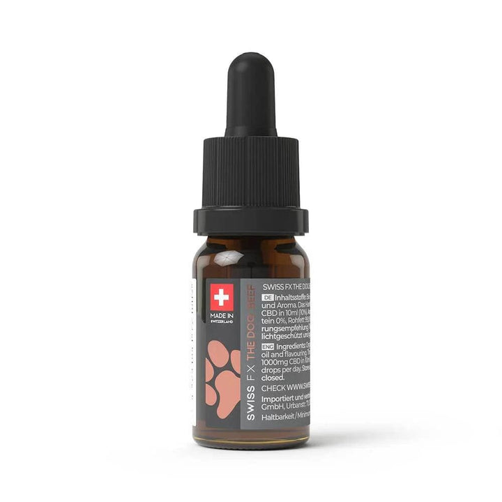 Swiss FX Huiles CBD 1 flacon Huile CBD pour Chiens, 10%, Goût Boeuf (10ml)