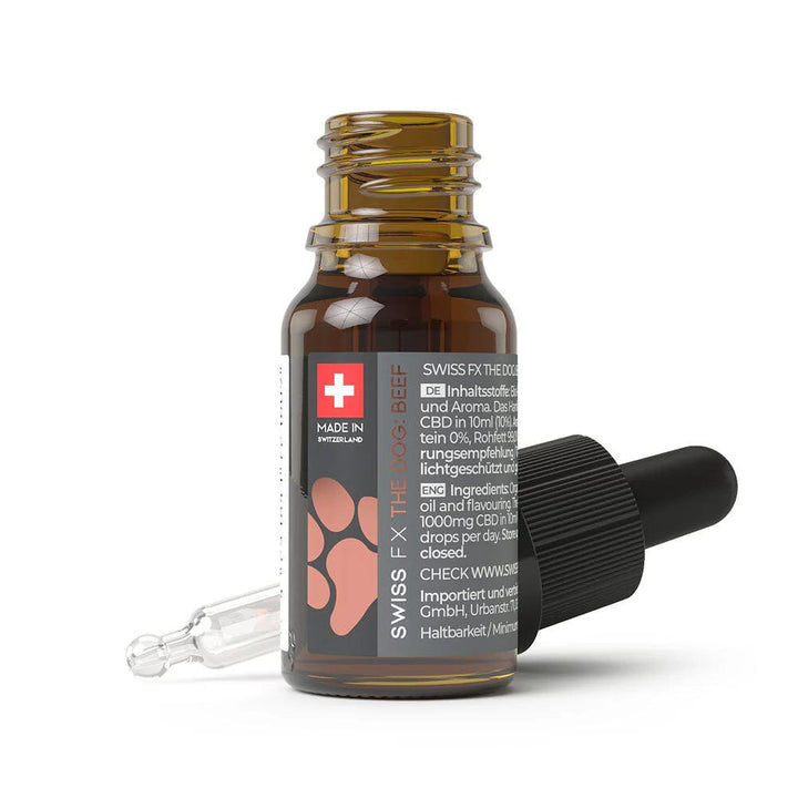 Swiss FX Huiles CBD Huile CBD pour Chiens, 10%, Goût Boeuf (10ml)