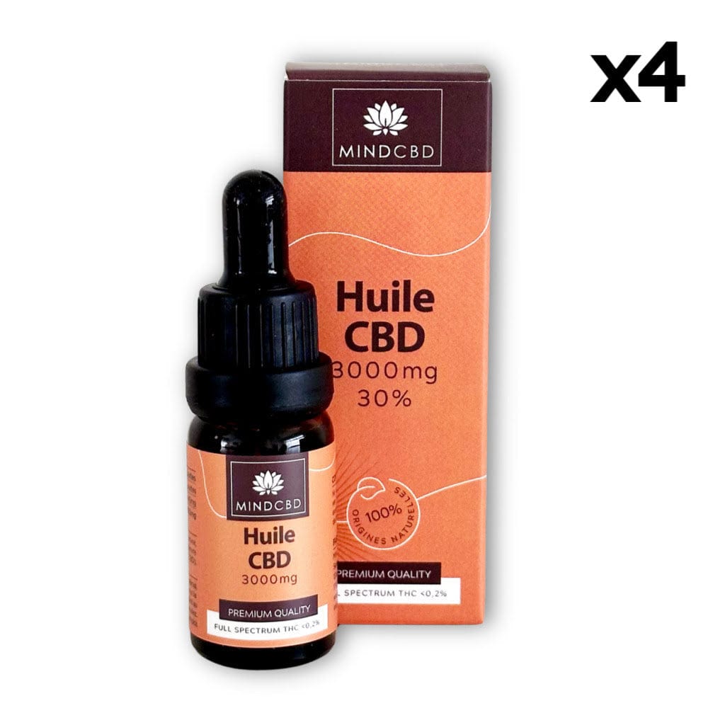 Mind CBD Huiles CBD 4 flacons Huile CBD Premium Full Spectrum 3000mg / 30% (10ml)