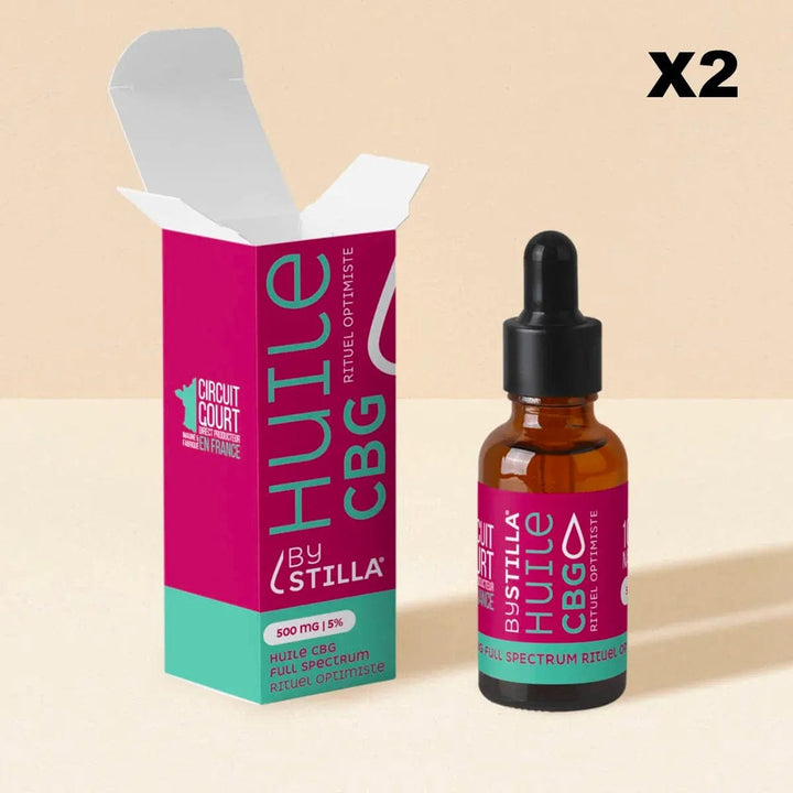 STILLA Huiles CBD 1000mg / 10% / 2 flacons Huile CBG CBD Fraises des Bois, Full Spectrum 10% ou 15% (10ml)